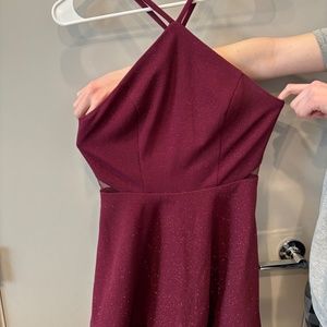Extraordinary, Red Dress with Spaghetti Straps, Mesh Cutouts on Sides.